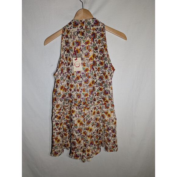 RAGA Women's Myrna Floral Open Back Romper Sz Small Sleeveless Ditsy Floral - Picture 5 of 8
